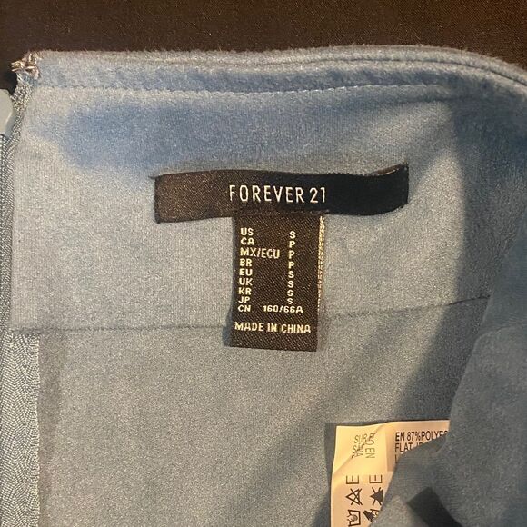 Forever 21 Blue Suede Pencil Skirt Small High Waist Work Office Chic Small - Picture 2 of 5